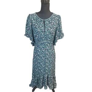 Max Studio Keyhole Short Sleeve High-Low Midi Dress